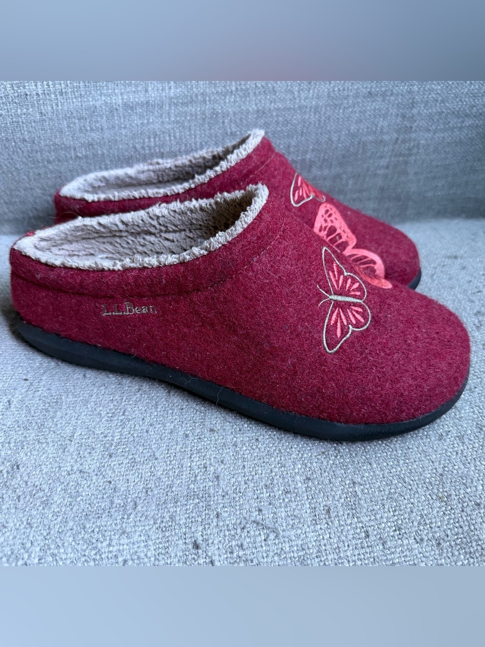 L.L. Bean Daybreak Scuff Slippers Women’s Size 9 Red Butterfly